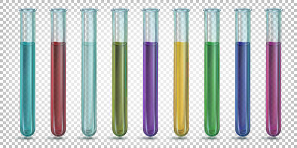 istock Laboratory glass test tube with blood. Vector illustration isolated on a transparent background 1135196370