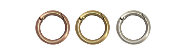 istock Haberdashery accessories. Round metal snap hooks for women bag. Vector image isolated on white background 1135196446