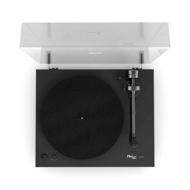 istock Vinyl turntable player isolated on white background 3d view from above 1135200044