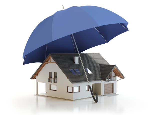 istock House and umbrella, 3D illustration 1135201763
