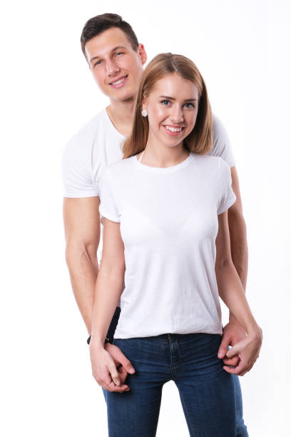 istock Young couple on white background. 1135205300