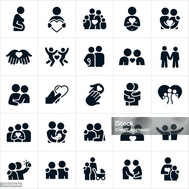 Loving Relationships Icons Stock Illustration - Download Image Now - Icon, Family, Pregnant