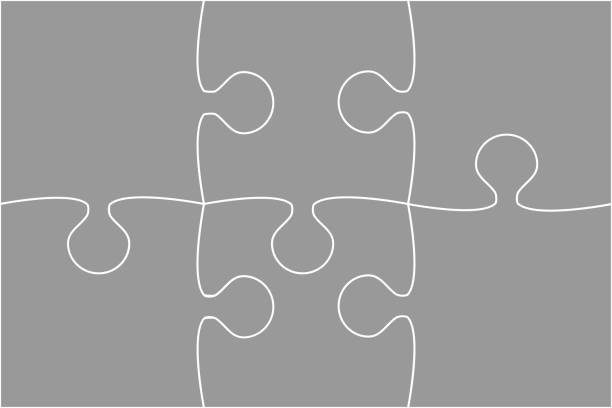 직소 퍼즐 배경 6 회색 별도의 조각, 세부 사항, 타일, 부품. - solution jigsaw piece jigsaw puzzle problems stock illustrations