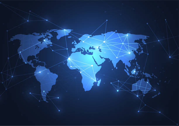 istock Global network connection. World map point and line composition concept of global business. Vector Illustration 1135211035