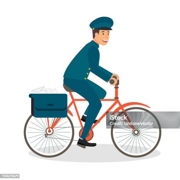 Delivery Small Parcels On Bicycle Through City Stock Illustration - Download Image Now - Activity, Adult, Backgrounds