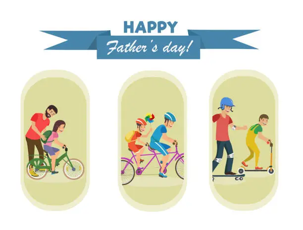 Vector illustration of Set Vector with Inscription Happy Fathers Day.