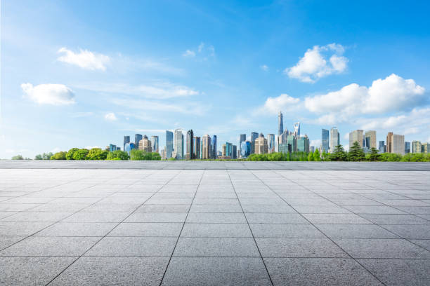 istock Shanghai city skyline panorama and empty square floor 1135222765
