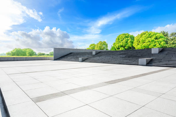 istock Empty square floor and green woods in nature park 1135222851
