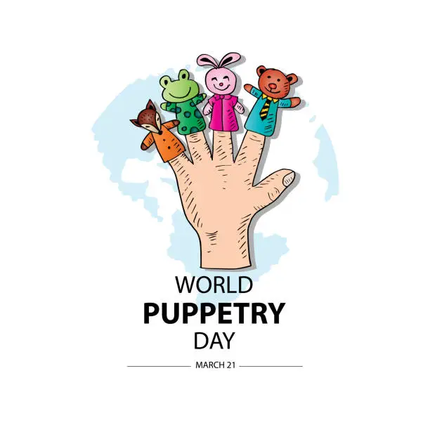 Vector illustration of World Puppetry Day, 21 March.