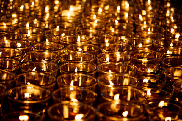 istock Candlelight floating oil lamps illuminate for blessing Buddha 1135236565