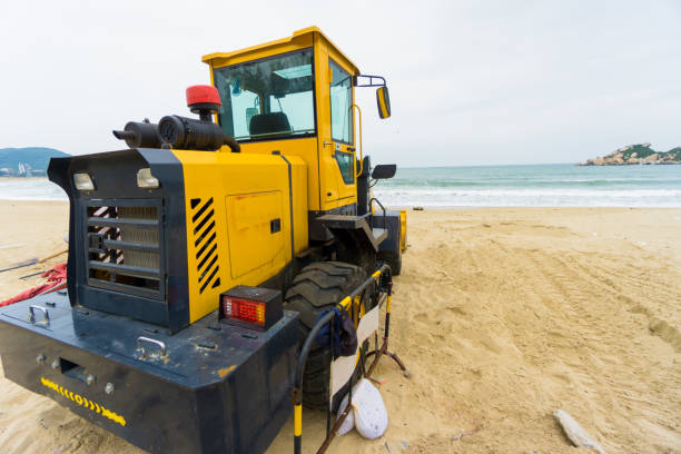 istock Yellow bulldozer overcome barrier 1135240337