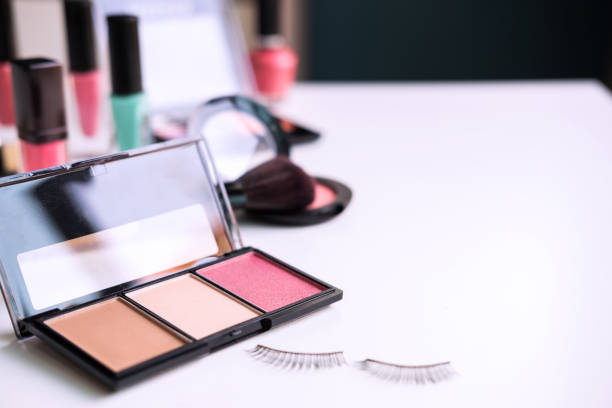 istock Woman cosmetics, brush and make up on dressing table at home 1135241937