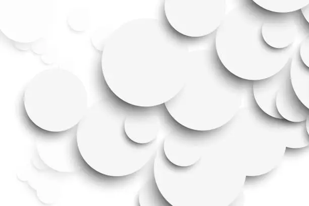 Vector illustration of White circle with drop shadows on white background template. Vector illustration