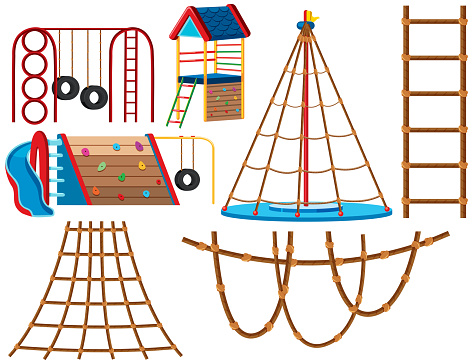Set of playground equipment illustration