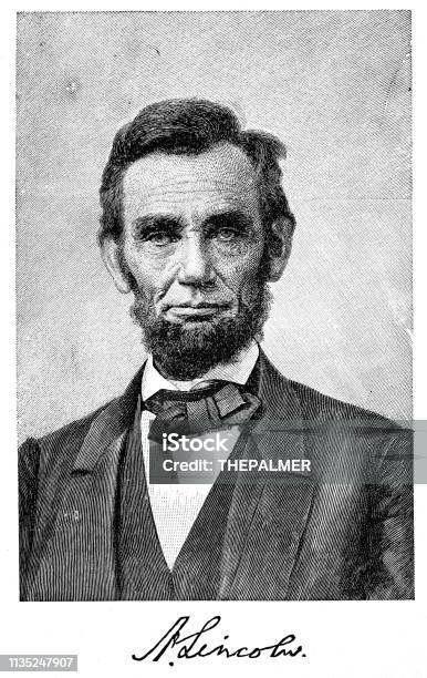 President Abraham Lincoln Engraving 1895 Stock Illustration - Download Image Now - Abraham Lincoln, Portrait, Engraved Image