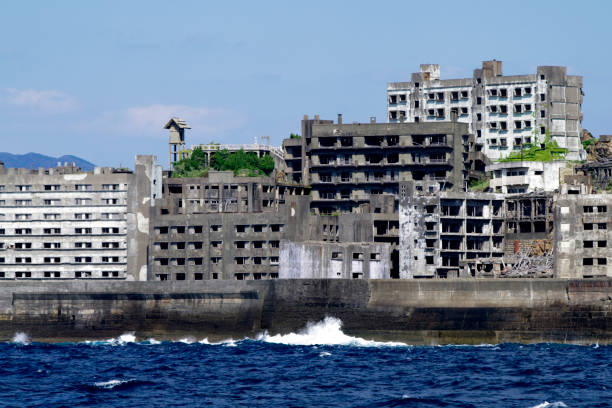 Hashima Island Battleship Island registered as a World Heritage Site sites of japans meiji industrial revolution photos stock pictures, royalty-free photos & images