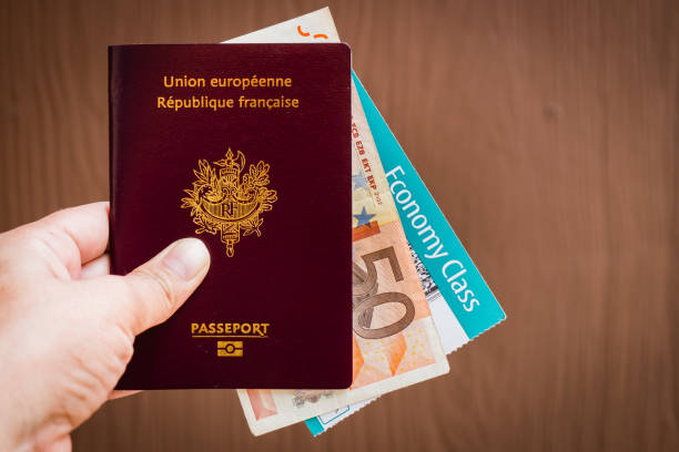 istock Hand holding a French passport 1135252945