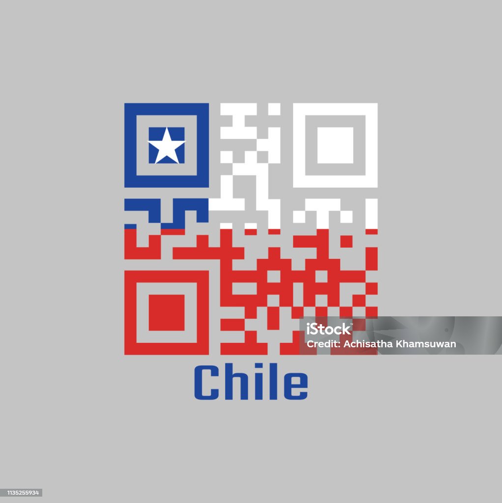 Mã Qr Đặt Màu Cờ Chile Một Hai Màu Ngang Của Trắng Và Đỏ Với Hình ...