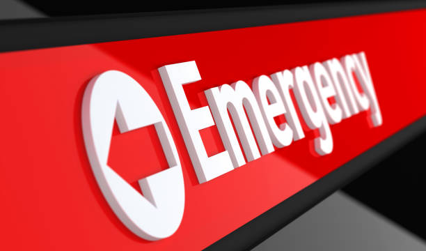signe d'urgence. illustration 3d - emergency sign photos et images de collection