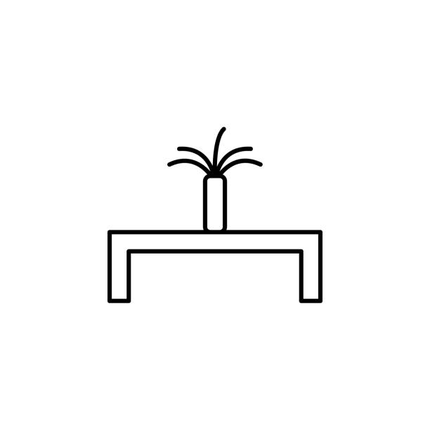 table with flower icon. Element of outline furniture icon. Thin line icon for website design and development, app development. Premium icon table with flower icon. Element of outline furniture icon. Thin line icon for website design and development, app development. Premium icon on white background couch side view stock illustrations