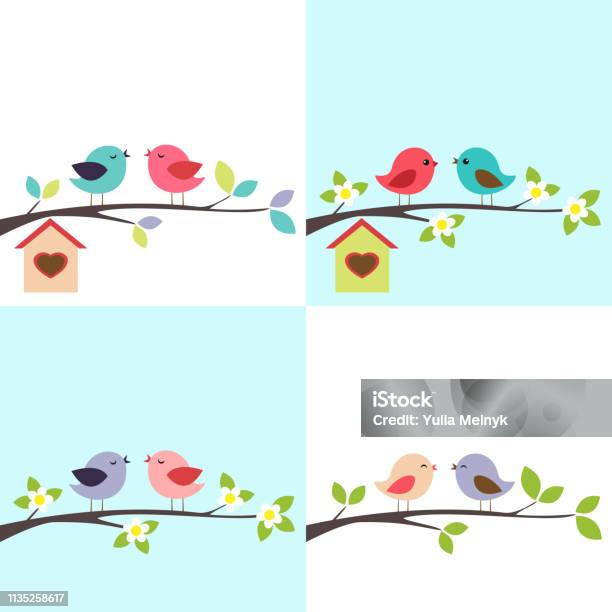 Couple Of Birds Stock Illustration - Download Image Now - Bird, Border - Frame, Birdhouse