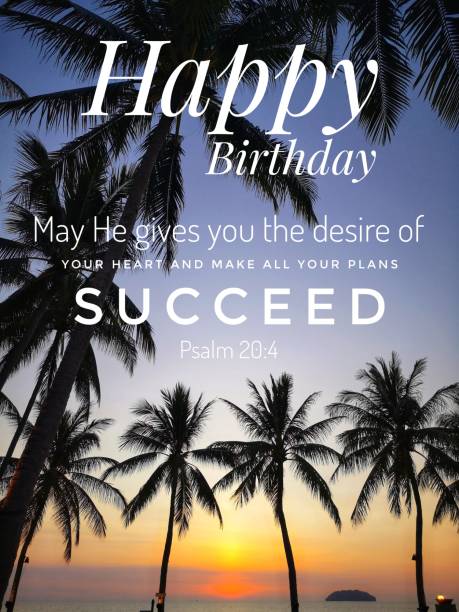 istock Happy birthday wishes with successful message with sunset background. 1135260904