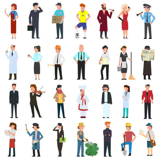 ilustrações de stock, clip art, desenhos animados e ícones de many simple characters of different professions. - various occupations illustrations