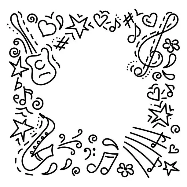 Vector illustration of Musical background.hand drawn. Music symbols .