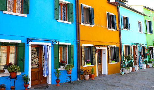 Burano, tradional multicolored house- Italy