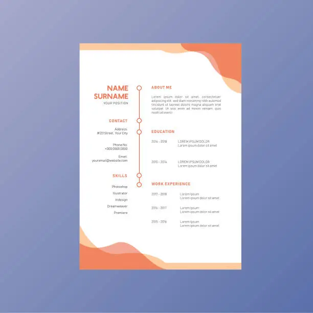 Vector illustration of orange business corporate identity resume cv vector design