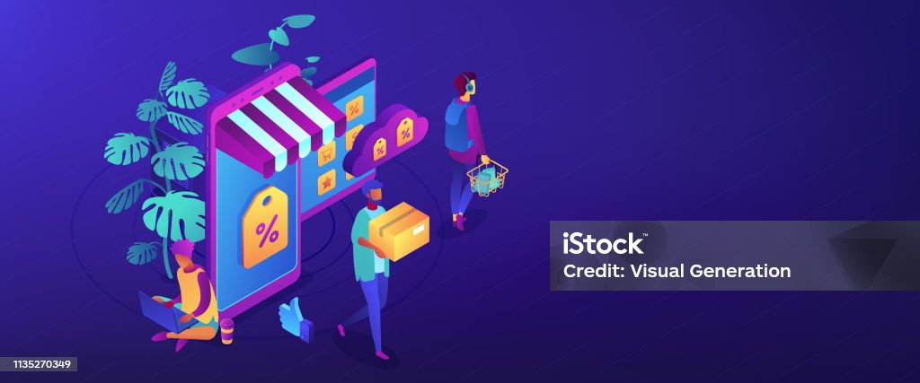 In Discounter Store Headers Online Discount Store Concept Isometric 3d Banner Header Stock ...