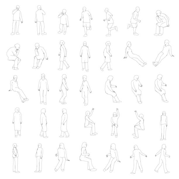 Ilustración de Conjunto Con Contornos De Personas En Diferentes Posiciones Los Contornos De La Gente Se Sientan Se Ponen Se Van Ilustración Vectorial y más Vectores Libres de Derechos de Hombres - Ilustración de Conjunto Con Contornos De Personas En Diferentes Posiciones Los Contornos De La Gente Se Sientan Se Ponen Se Van Ilustración Vectorial y más Vectores Libres de Derechos de Hombres -