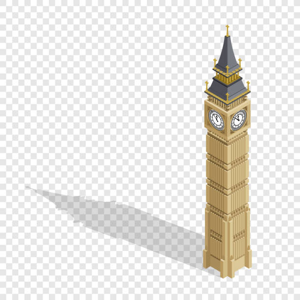 illustrations, cliparts, dessins animés et icônes de isométrique très détaillée big ben tour sur fond transparent. illustration vectorielle. - big ben isolated london england england