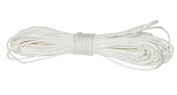 White nylon rope isolated on white background