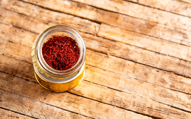 istock Saffron spice tea crop in a traditional box 1135278859