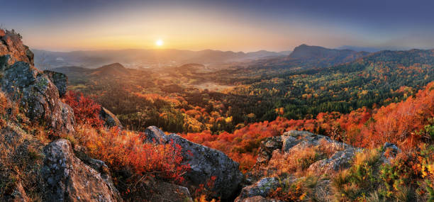 istock Sunrise autumn panorama from peak - Slovakia, Handlova 1135279023