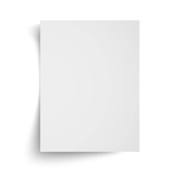 realistyczny pusty biały szablon arkusza a4 z miękkimi cieniami na białym tle. ilustracja wektorowa eps10 - eps10 stock illustrations