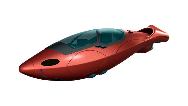 istock 3D illustration red science fiction aircraft on white 1135283405