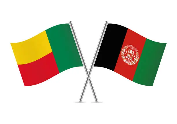 Vector illustration of Benin and Afganistan flags. Vector illustration.