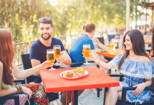 istock Young people relaxing in patio section 1135284345