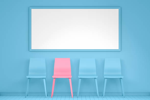 istock Different chair, teamwork and leadership concept in office, minimal design 1135284410