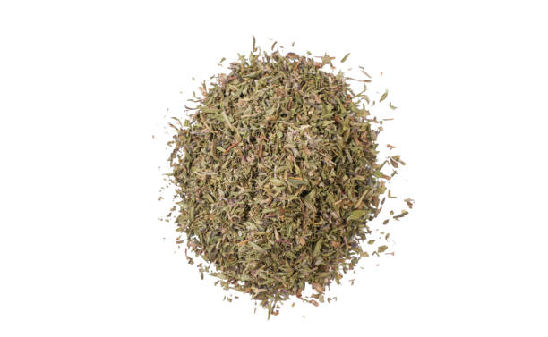 istock thyme herb heap isolated on white background. top view 1135284706