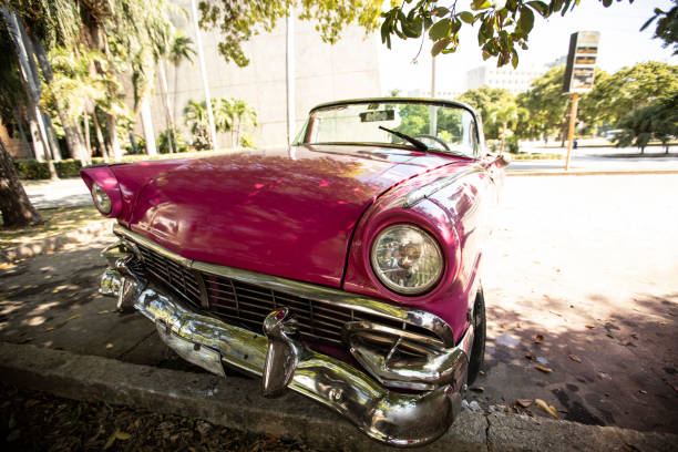 istock Pink classical car on street in Havana 1135288235