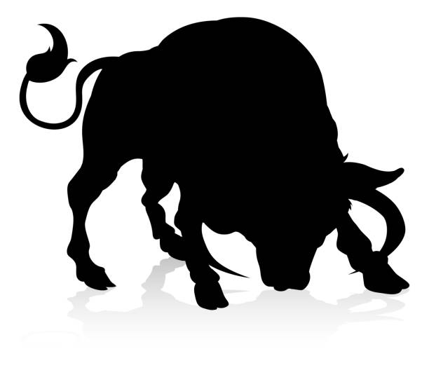 bull farm zwierząt sylwetka - taurus bull minotaur cow stock illustrations