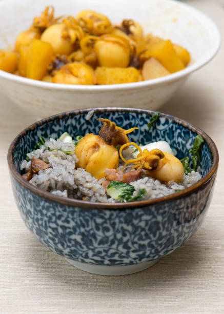 Nostalgic comfort food - Cuttlefish on cuttlefish ink dyed rice