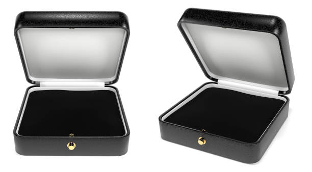 istock Jewelry box. Black open box with velvet lining. 3d rendering illustration 1135292477