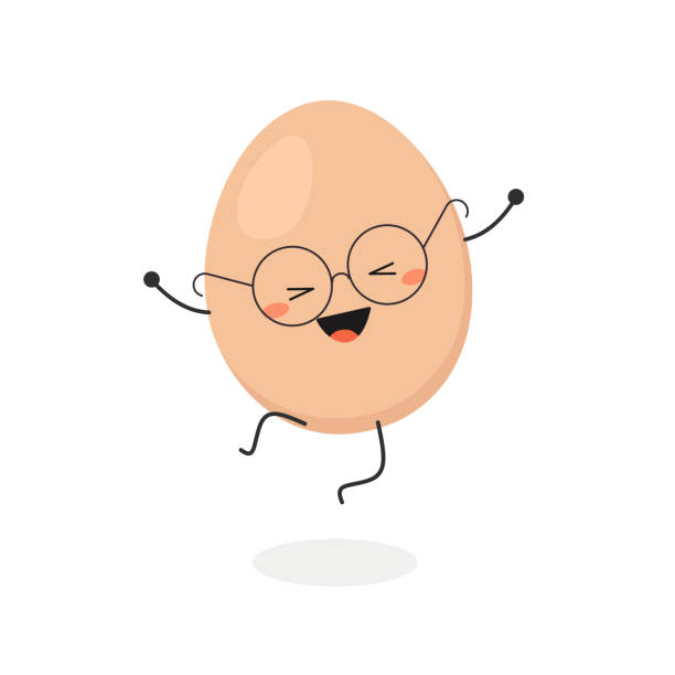 illustrazioni stock, clip art, cartoni animati e icone di tendenza di happy cartoon egghead jumping - brown boy