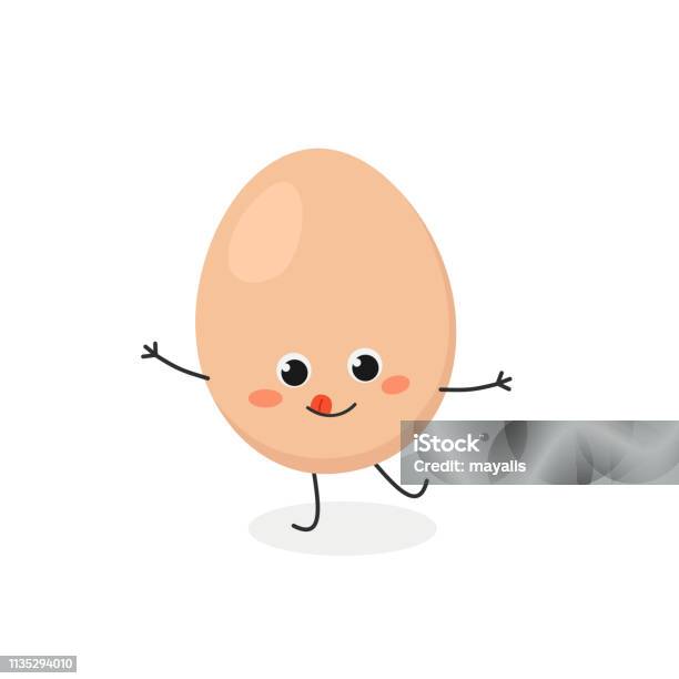 Cute Cartoon Egg Character Stock Illustration - Download Image Now - Baby - Human Age, Anthropomorphic Smiley Face, Boiled