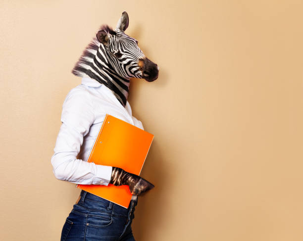 istock Zebra head woman office worker concept portrait 1135295705