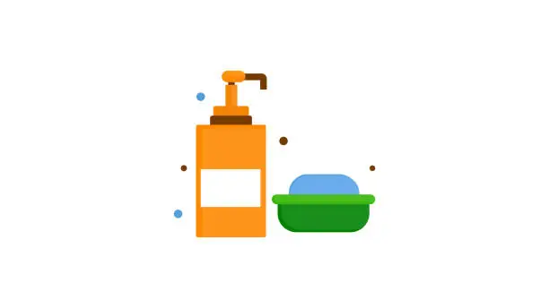 Vector illustration of Beauty products icon, soap icon, liquid bottle vector icon